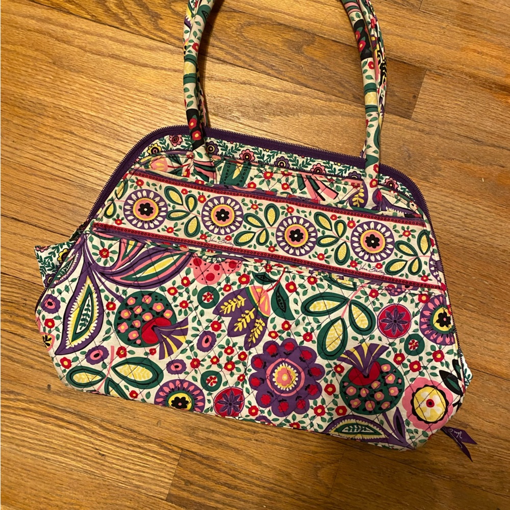Vera Bradley Quilted Floral Shoulder Bag - Purple, Pink, Green, Cream
